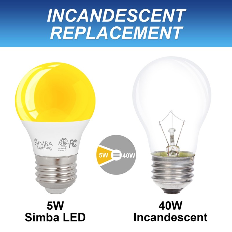 Simba Lighting LED Bug Non-Attracting Yellow Bulb ETL Listed 5W
