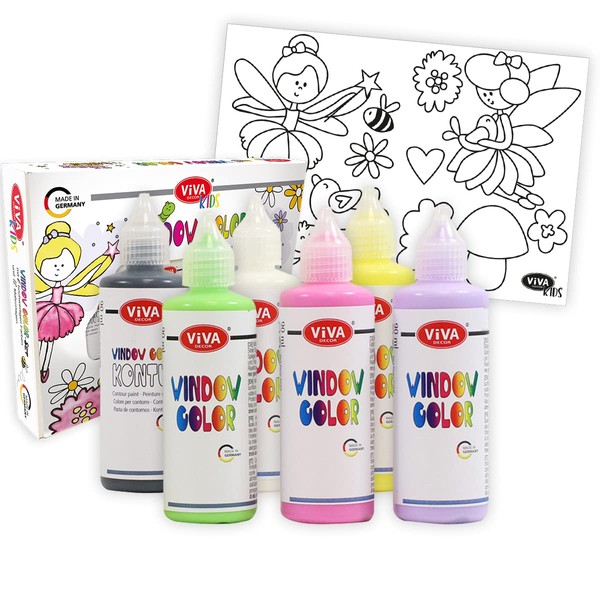 Viva Kids Window Colour Set Fairy Magic Pack of 6