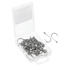 PATIKIL 1/0# Catfish Hooks, 50 Pack 0.4" Claw Fish Hook Fishing Hook High Carbon Steel J Shaped with Barbs for Freshwater Saltwater, Silver Tone