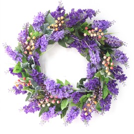 Simulation Lavender Wreath Silk Cloth Artificial Lavender Flower Wreath Front Door Decorative Wreath