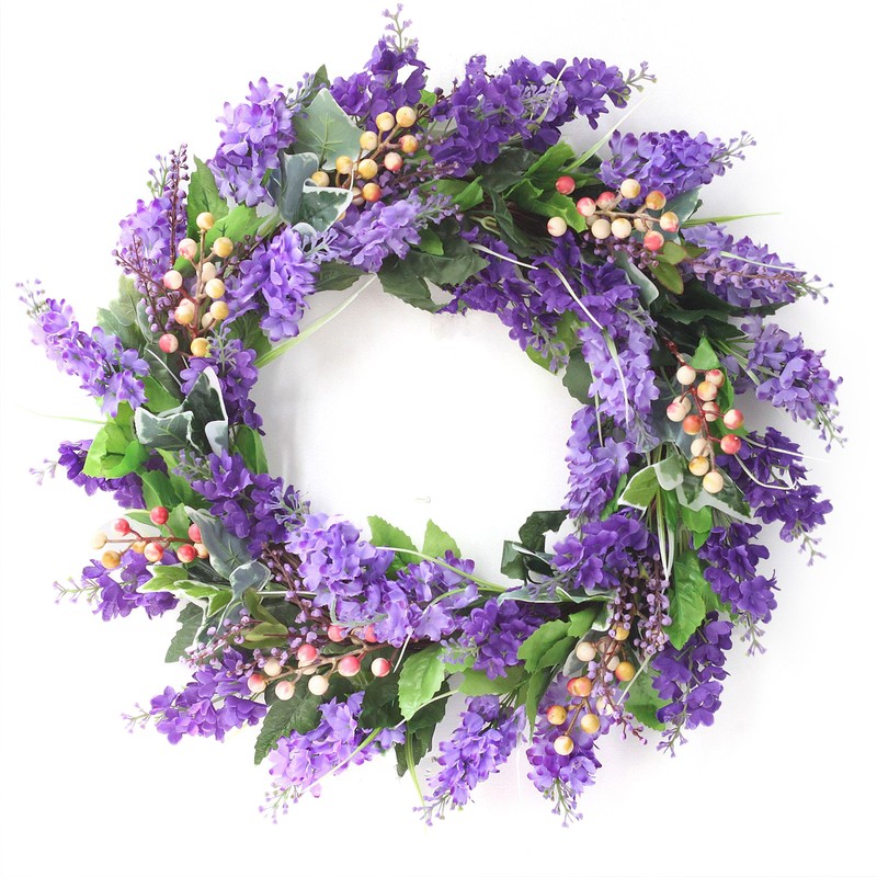 Simulation Lavender Wreath Silk Cloth Artificial Lavender Flower Wreath Front