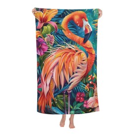 VANZEV Tropical Flamingo Beach Towel Flamingo Sand-Free Microfiber Bath Towel Ultra Soft Quick Dry Pool Towel Absorbent Towel Lightweight Towel Gifts for Outdoor Bathroom Swimming Decor 31inx51in