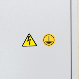 PartyKindom Protective Earthing Symbol Sticker Electrical Warning for Machines Weatherproof and Durable Ensures Grounding 1 Sheet Striking Colour