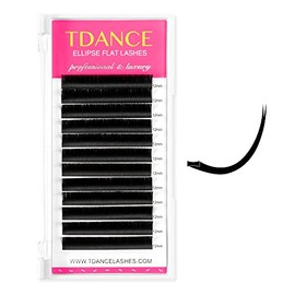 TDANCE TDANCE Classic Lash Extensions Flat Lashes Eyelash Extensions 0.15mm DD Curl Ellipse Eyelash Extensions 11mm Mixed Black Matte Individual Lashes Salon Use(Flat,DD-0.15,11mm)