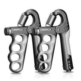 ISLEHOP 2 Pack Hand Grip Strengther, Upgraded Grip Strength Trainer with Adjustable Resistance 11-220Lbs(5-100kg),Forearm Strengthener ,Finger Trainer with Counter,Hand Exerciser for Muscle Building (Black)
