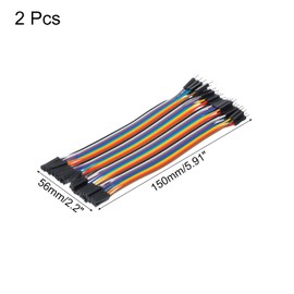 MECCANIXITY Male to Female 40Pin Breadboard Jumper Wire 2.54mm Pitch Ribbon Cable 15cm Long Electronics Breadboard Ribbon Cables for Breadboard Electronic Projects Pack of 2
