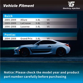 12576414 Fuel Injectors Compatible with Buick LaCrosse 2005-2009, Allure 2005-2009, Lucerne 2006-2009, Pontiac Grand Prix 2004-2008 3.8L, Replace 28428452 Set of 6
