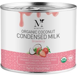 Mementa Organic Coconut Condensed Milk, Strawberry 7.05 Ounce (200 g)