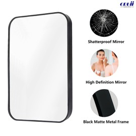 Oruii Black Bathroom Mirror, Black Rectangle Mirror 22x30 inch, Metal Frame Mirror Rectangular, Rectangle Wall Mounted Mirrors for Over Sink, Bathroom, Living Room, Hallway, Vanity.