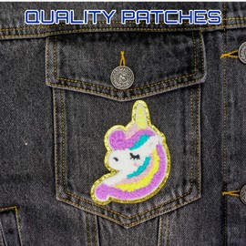 Herxion Unicorn Iron On Patches, Cute Chenille Jean Patches, Glitter Embroidered Appliqué, Repaired Iron On Patches for Clothes, Jeans, Hats, Backpacks, Jackets. Sew On Patches for Girls, Boys