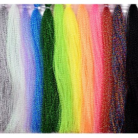 10PCS Multiple Colors Crystal Flash Spiral Line for Fly Fishing Flies Fly Tying Material (12 Colors Crystal Flash-SET C)