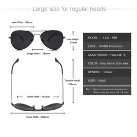 Polarised Sunglasses For Men Women UV400 Protection Sunglasses Unisex Retro Metal Frame Cat 3 Lenses Sunglasses, gray