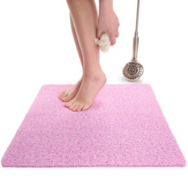 Enkosi Loofah Shower Mat Non-Slip - Anti-Slip Bath Mat for Inside Showers, Tub, Bathtub, Bathroom - Quick Dry PVC with Drain Holes - Cushioned Safety Grip - Secure for Kids and Elderly (Pink 24x24)