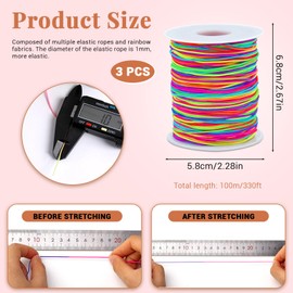Thatyro 2 Rolls Colorful Bracelet String Kit, 1 mm x 330 Ft Nylon Stretchy Beading Thread Rope, Elastic Cord for Beads Making Jewelry Necklace Crafts Friendship DIY (330Feet,100m)