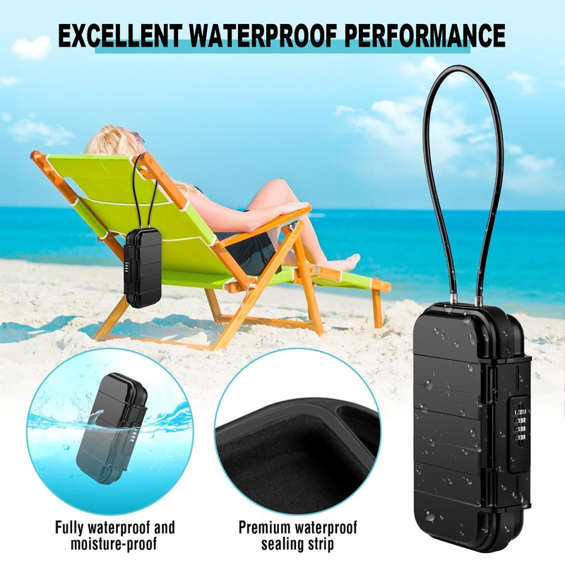 HUANLANG Portable Safe Lock Box with Combination Lock Mini Beach