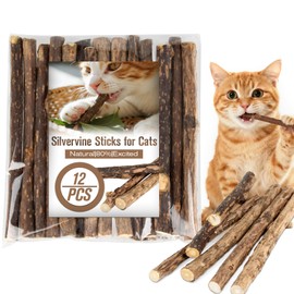 CARGEN 12PCS Silvervine Sticks for Cats - Cat Chew Stick Catnip Sticks Toys Teeth Cleaning Dental Care Indoor Treats Kitty Sticks for Cat