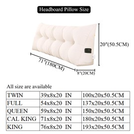 SAMTY Triangular Wedge Pillow headboard California King Size for Couch Large headboard Pillow with Removable Cover Back Rest Pillows for Sitting up in Bed