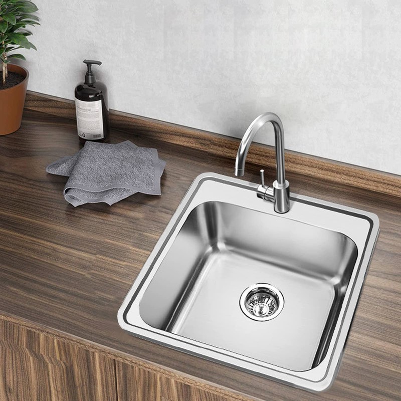 WellsSinkware 22 Guage Stainless Steel Rectangular Single Bowl Topmount Kitchen