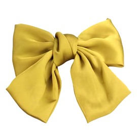 SEVENHEAD Bow Hair Clips Yellow Spring Hair Clip 1 Pack Barrettes Large Big Oversized Knot Bowknot Satin French Barrettes Snap Hair Clips Ponytail Holders Accessories for Women Girls Teens