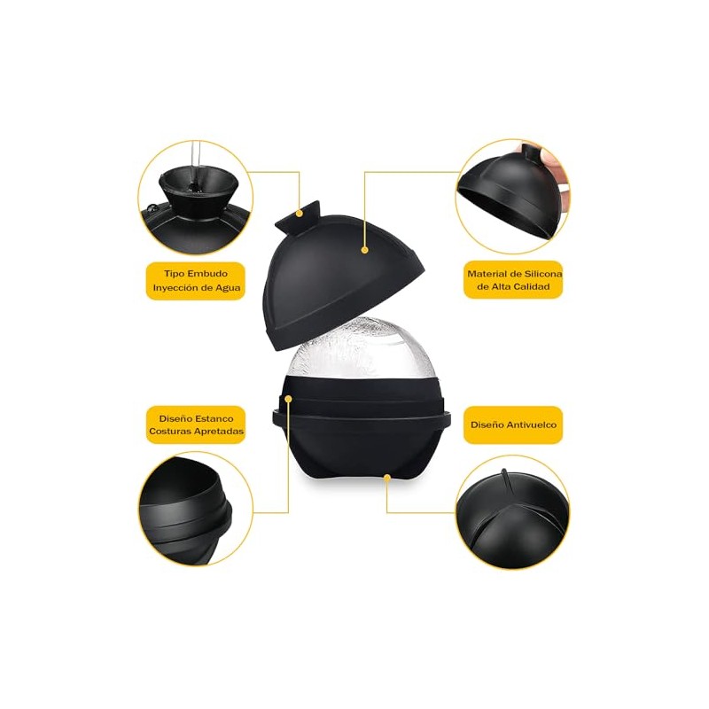 4 Piezas Molde para Hielos Grandes de Silicona en Forma
