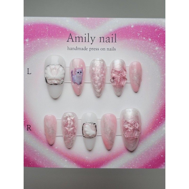Angel Core [Handmade Nail Tips] Emily Nail - Short Almond