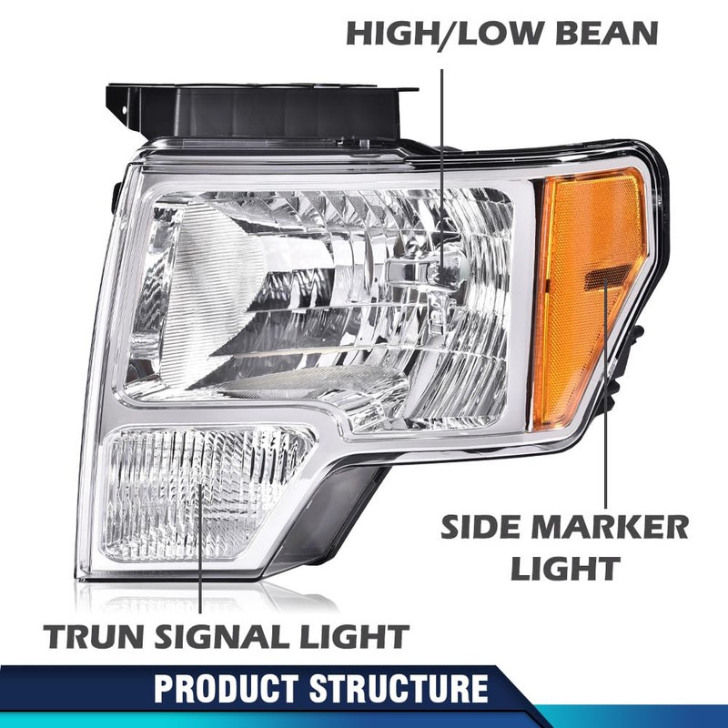 PIT66 Headlight Assembly Compatible with 09-14 Ford F150 2009-2014, Left