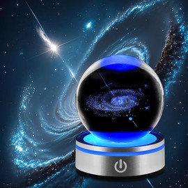 ShimmerLoom 3D Galaxy Crystal Ball Night Light - LED Milky Way Lamp with Color-Changing Base, Science Astronomy Gift & Space Decor for Kids, Teens, Adults, and Astrophysics Enthusiasts