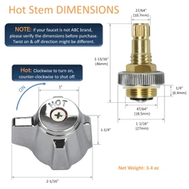 Leyso Hot Knob Handle Kit with Stem for ABC 4" Hand Sink Faucet, Twist Clockwise to Open ABC-1004-KHRH