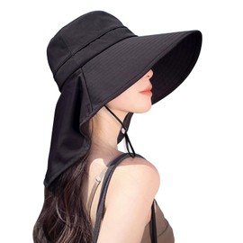 ARSZHORSVS Women's UV Protection, Sun Protection, Wide Brim, Sunscreen Hat, Lightweight, Breathable, Small Face Effect, Sun Visor, Spring and Summer, UV Protection, Includes Chin Strap, Folding