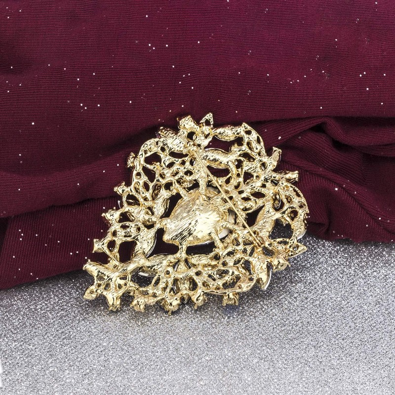 YOQUCOL Broche vintage de cristal austriaco con forma de hoja