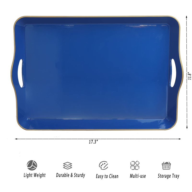 Spsyrine Large Red Decorative Tray, Elegant Plastic Serving Tray with