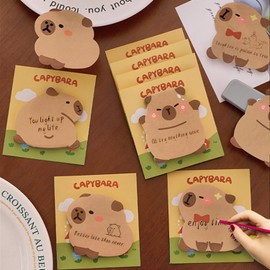 240 Piezas Capybara Notas Adhesivas, 8 Piezas Blocs De Notas Adhesivas, Notas Adhesivas de kawaii Dibujos Animados, para Escuela, Oficina, Escritorio, Nevera