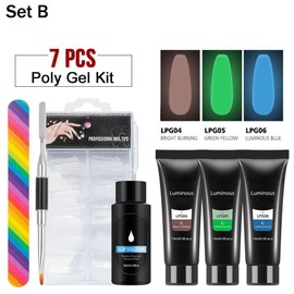 Luminous Nail Gel Kit for Nails Extensions with Nail File 100 Nail Tips  in the Dark Nail Art Design