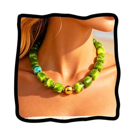 ACEDRE Chunky Beaded Choker Necklace Acrylic Square Beads Necklaces Beach Statement Jewelry for Women