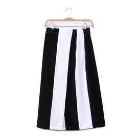 Terry Cotton Women Cabana Striped Bath Wrap Towel for Shower and Bath - Black White - Small Medium