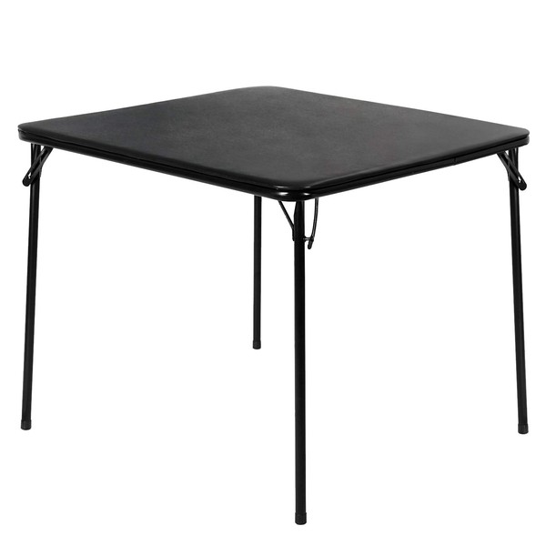 VECELO 34'' Portable Square Folding Card Table with Collapsible Legs & Vinyl Upholstery, Metal, Black