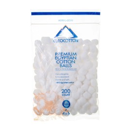 Cleocotton, Premium Cotton Balls (200 Count), 100% Egyptian Cotton (Made in Egypt)