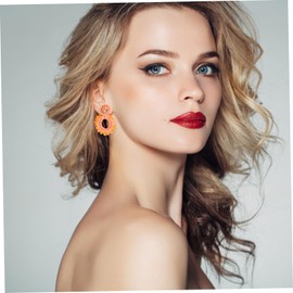 SAFIGLE Boho Style Geometric Round Drop Bead Earrings Jewellery Earrings for Women Statement Earrings Orange