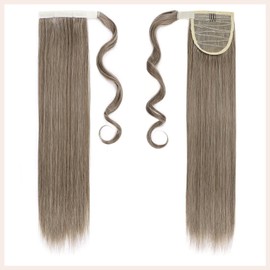 TESS Clip in Ponytail Extension Blonde 23",Hair Extensions Ponytail Synthetic Wrap Around Long Straight Fake Pony Tails Hair Pieces for Women(#10/613)