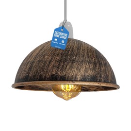 LEDSone Metal Ceiling Lamp Shade Easy Fit Light Pendant Modern Ceiling Lighting Shade Vintage Replacement Shade for Bedroom, Hallway- 21cm Industrial Dome Light Shade Ceiling Pendant (Brushed Copper)