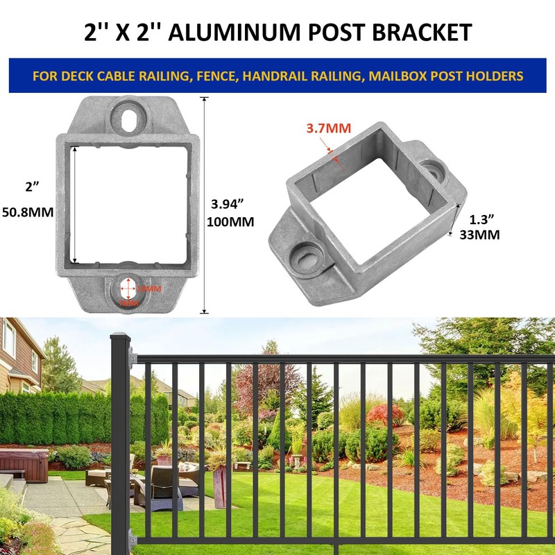 20 Pack 2'' x 2'' Aluminum Post Bracket, Wall Mount