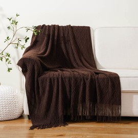 BATTILO HOME Dark Brown Throw Blanket for Couch, Chocolate Knit Throw Blankets for Home Decor, Decorative Brown Blanket for Foot of Bed, 50"x60"