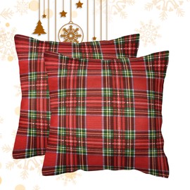 SONIT Christmas Cushion Covers for Sofa, Living Room and Bedroom, Set of 2, Made in Italy, Tartan Cushion Covers, 50 x 50 cm