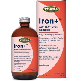 Flora Iron Plus B-Complex Liquid Iron Formula, Highly Absorbably, Non-constipating, Vegan, 240ml