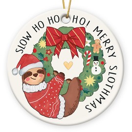 Gift Glow Cute Sloth Gifts for Women - Sloth Ornaments for Christmas Tree, Funny Sloth Gifts for Animal Lovers, Sloth Decorations, Funny Animal Christmas Ornaments, Ceramic Hanging Ornament 2024