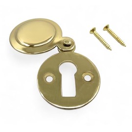 Polished Brass Round Keyhole Cover Escutcheon with Screws (2, Brass)