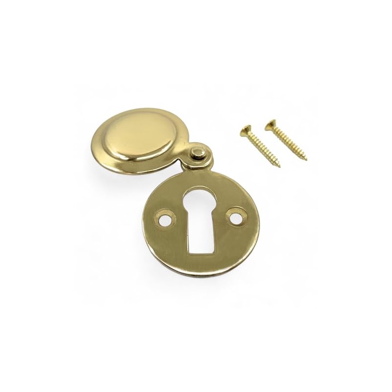 Polished Brass Round Keyhole Cover Escutcheon with Screws (2, Brass)