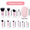 10 PCS Mini Travel Makeup Brush Set with Pouch, Pink