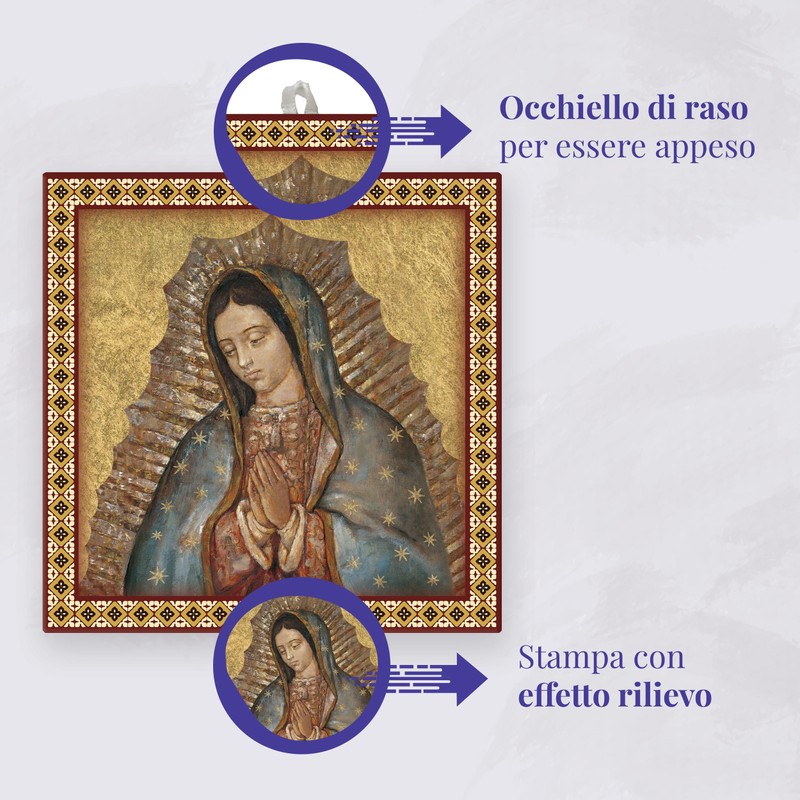 F.LLI BONELLA Madonna of Guadalupe Tile 20 x 20 cm