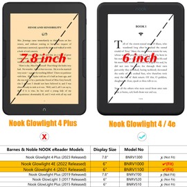 BOZHUORUI Slim Case for 6" Nook GlowLight 4 (2021 Released) / Nook GlowLight 4e (2022 Released) - Ultra Lightweight Premium PU Leather Folio Cover (Vast Starry Sky)
